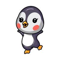 mignon petit bébé pingouin dessin animé posant vecteur