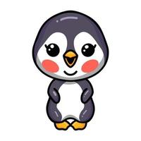 mignon petit bébé pingouin dessin animé debout vecteur