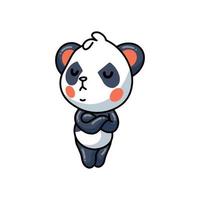 dessin animé mignon petit panda en colère vecteur