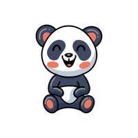 mignon petit dessin animé panda assis vecteur