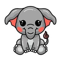 dessin animé mignon bébé éléphant assis vecteur