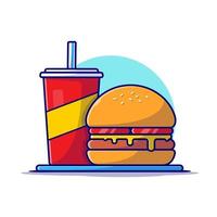 illustration d'icône vectorielle de dessin animé burger et soda. concept d'icône de nourriture et de boisson isolé vecteur premium. style de dessin animé plat