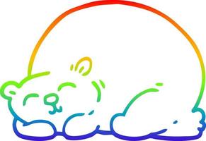 dessin de ligne de gradient arc-en-ciel contenu de dessin animé ours endormi vecteur