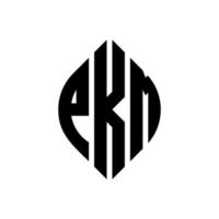 création de logo de lettre de cercle pkm avec forme de cercle et d'ellipse. lettres d'ellipse pkm avec style typographique. les trois initiales forment un logo circulaire. pkm cercle emblème abstrait monogramme lettre marque vecteur. vecteur