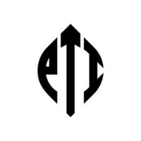 création de logo de lettre de cercle pti avec forme de cercle et d'ellipse. lettres d'ellipse pti avec style typographique. les trois initiales forment un logo circulaire. pti cercle emblème abstrait monogramme lettre marque vecteur. vecteur