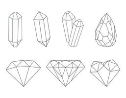 un ensemble de cristaux, diamants, quartz, pierres précieuses. décrire les éléments décoratifs. illustrations vectorielles isolées sur fond blanc.' vecteur