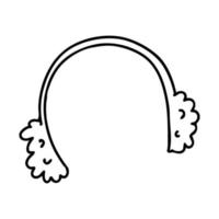 casque d'hiver avec fourrure dans un style doodle. le croquis est dessiné à la main et isolé sur un fond blanc. élément de conception du nouvel an et de noël. dessin au trait. illustration vectorielle noir-blanc. vecteur