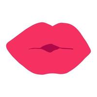 lèvres avec l'icône de rouge à lèvres rose. bouche illustration dessinée à la main dans un style dessin animé vecteur