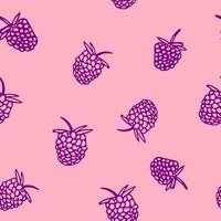 modèle sans couture de framboises et mûres. fruits dessinés à la main dans un style doodle. baies en dessin au trait simple vecteur