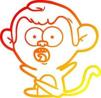 ligne de gradient chaud dessinant un singe choqué de dessin animé vecteur