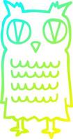 hibou de dessin animé de dessin de ligne de gradient froid vecteur