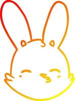 ligne de gradient chaud dessinant un visage de lapin de dessin animé vecteur