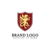 vecteur de logo de lion de corps d'aigle de bouclier vintage.