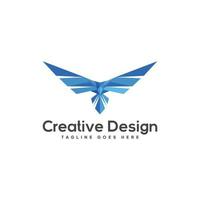 création de logo oiseau vecteur bleu style art pliant