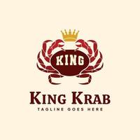 illustration de logo de crabe royal rouge premium pour restaurant de fruits de mer vecteur