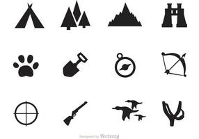 Vecteurs d'icônes de camping et de chasse