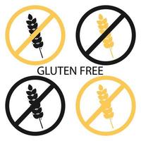 icône sans gluten avec symbole de grain ou de blé. étiquette ou logo d'allergie alimentaire. illustration vectorielle. vecteur