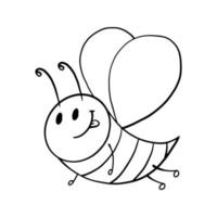 image monochrome, mignon petit personnage d'abeille, sourires d'abeilles, illustration vectorielle en style dessin animé sur fond blanc vecteur