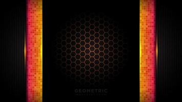 fond orange de technologie abstraite moderne. conception de fond de technologie futuriste. abstrait géométrique orange. avec lumière rouge hexagonale en nid d'abeille. vecteur