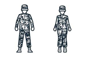 icônes de soldat, d'armée, d'uniforme et de personnes vecteur