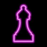 Évêque de la figure d'échecs contour rose fluo sur fond noir vecteur