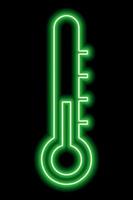 contour néon vert d'un thermomètre extérieur. mesure de la température de l'air. concept de temps et de climat vecteur