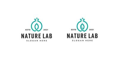 laboratoire de feuilles de nature avec modèle d'inspiration logo molécule vecteur premium