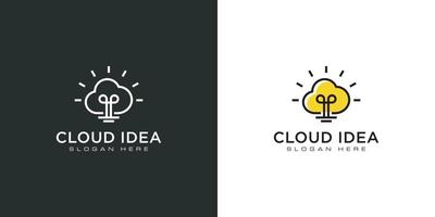 nuage idée ampoule logo vector design