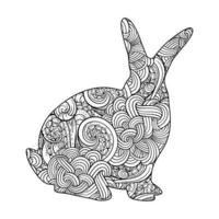 conception d'illustration vectorielle de coloriage de mandala de lapin mignon. vecteur