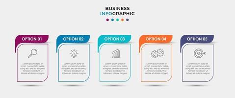 modèle d & # 39; entreprise de conception infographique vectorielle avec des icônes et 5 options ou étapes vecteur