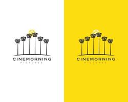 concept de conception de logo cinéma matin vecteur