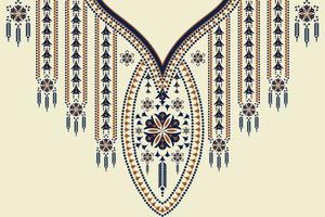 encolure ethnique broderie géométrique fleur forme vintage fond de couleur. mode d'art tribal pour les chemises. vecteur