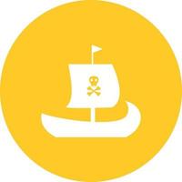 icône de fond de cercle de bateau pirate vecteur