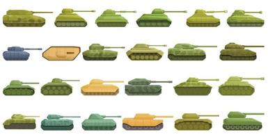 icônes de char de combat définies vecteur de dessin animé. armé de guerre