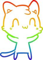 arc en ciel gradient ligne dessin dessin animé chat heureux vecteur