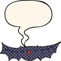 chauve-souris de dessin animé et bulle de dialogue dans le style de la bande dessinée vecteur