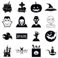 icônes simples noires halloween vecteur