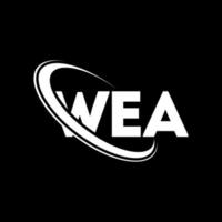 logo wea. wea lettre. création de logo de lettre wea. initiales logo wea liées avec un cercle et un logo monogramme majuscule. typographie wea pour la technologie, les affaires et la marque immobilière. vecteur