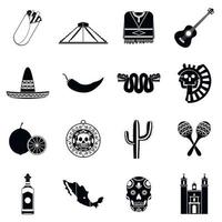 mexique icônes noir vecteur