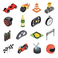 icônes 3d isométriques de course automobile vecteur