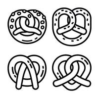 jeu d'icônes de bretzel bavarois, style de contour vecteur