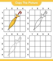 copiez l'image, copiez l'image du parapluie en utilisant les lignes de la grille. jeu éducatif pour enfants, feuille de calcul imprimable, illustration vectorielle vecteur