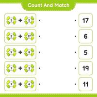 compter et faire correspondre, compter le nombre d'haltères et faire correspondre les bons numéros. jeu éducatif pour enfants, feuille de calcul imprimable, illustration vectorielle vecteur