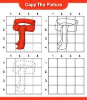 copiez l'image, copiez l'image de l'écharpe en utilisant les lignes de la grille. jeu éducatif pour enfants, feuille de calcul imprimable, illustration vectorielle vecteur