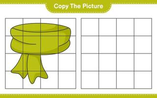 copiez l'image, copiez l'image de l'écharpe en utilisant les lignes de la grille. jeu éducatif pour enfants, feuille de calcul imprimable, illustration vectorielle vecteur