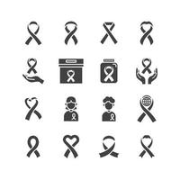 vecteur ruban rose croix icône du jour du cancer du sein. jeu d'icônes de ligne. idée de concept de lutte contre le cancer des femmes.
