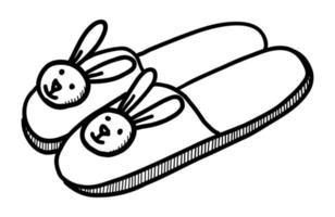 illustration vectorielle de chaussons maison isolés sur fond blanc. griffonnage dessin à la main vecteur