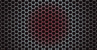 texture de maille hexagonale moderne gris argenté avec fond de couleur de cercle rouge. vecteur eps10