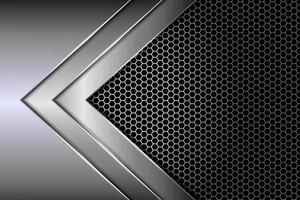 Direction de la flèche dégradé argent lumière blanche abstraite vecteur avec illustration vectorielle de fond futuriste moderne de conception de modèle de maille hexagonale.