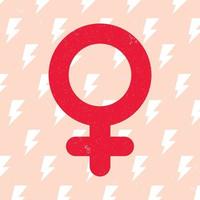 icône du sexe féminin. symbole rose du mouvement féministe sur fond de foudre. signe de genre. illustration vectorielle vecteur